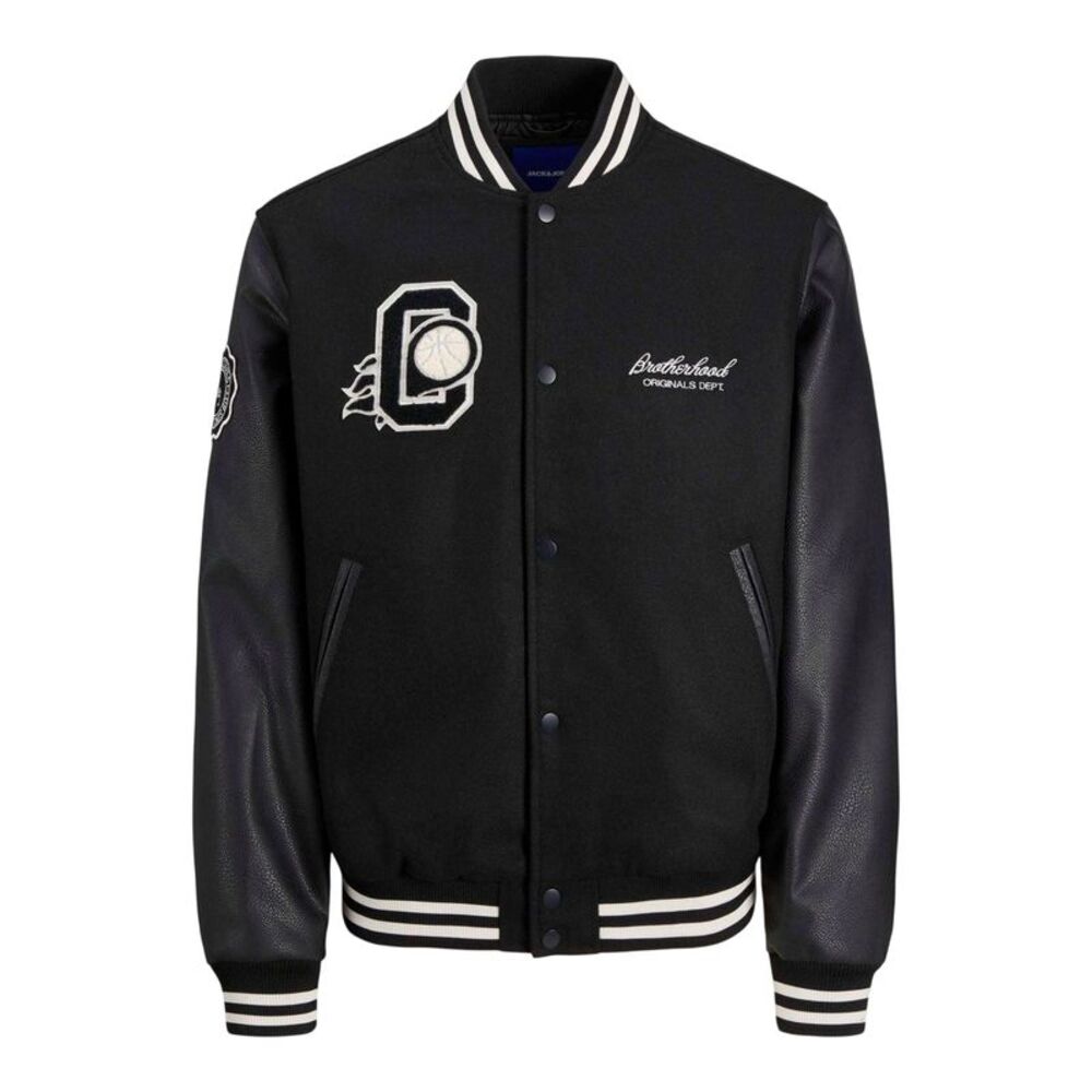 Jack And Jones Mens College Basketball Bomber Jacket / Black